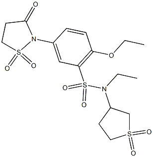 5-(1,1-dioxido-3-oxo-2-isothiazolidinyl)-N-(1,1-dioxidotetrahydro-3-thienyl)-2-ethoxy-N-ethylbenzenesulfonamide CAS#: 951959-76-5