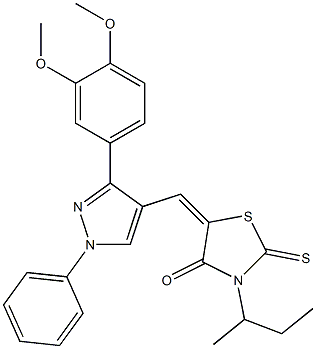(5Z)-3-(butan-2-yl)-5-{[3-(3,4-dimethoxyphenyl)-1-phenyl-1H-pyrazol-4-yl]methylidene}-2-thioxo-1,3-thiazolidin-4-one CAS#: 955898-78-9