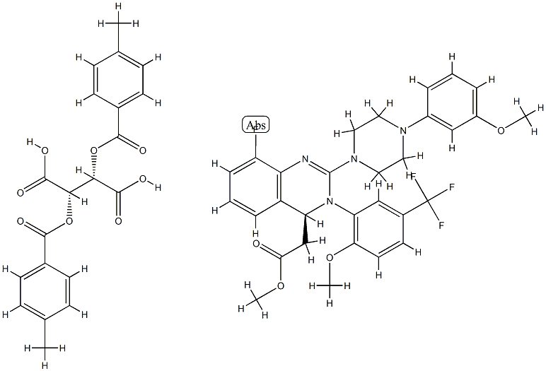 Butanedioic acid, 2,3-bis[(4-methylbenzoyl)oxy]-, (2S,3S)-, compd. with methyl (4S)-8-fluoro-3,4-dihydro-2-[4-(3-methoxyphenyl)-1-piperazinyl]-3-[2-methoxy-5-(trifluoromethyl)phenyl]-4-quinazolineacetate (1:1) CAS#: 917389-30-1