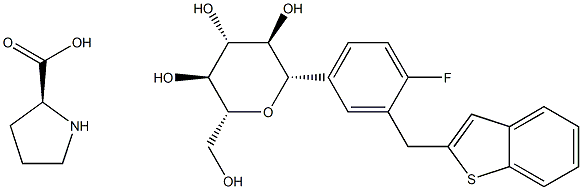 L-Proline compd. with (1S)-1,5-anhydro-1-C-[3-(benzo[b]thien-2-ylmethyl)-4-fluorophenyl]-D-glucitol (1:1) CAS#: 951382-34-6