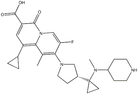 (R)-1-cyclopropyl-7-fluoro-9-methyl-8-[3-[1-(methyl-piperidin-4-yl-amino)-cyclopropyl]-pyrrolidin-1-yl]-4-oxo-4H-quinolizine-3-carboxylic acid CAS#: 922718-09-0