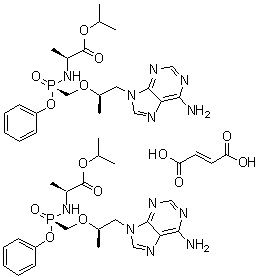 Estructura del tenofovir alafenamida fumarato CAS 1392275-56-7