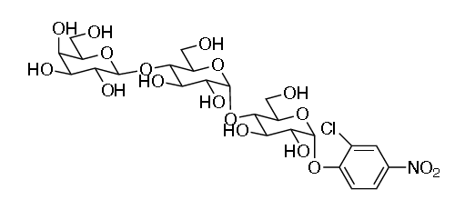 গাল-জি 2-সিএনপি 2-ক্লোরো-4-নাইট্রোফেনিল 4-ও-β-ডিজালাক্টোপিরানোসিলমাল্টোসাইড সিএএস এর কাঠামো 157381-11-8