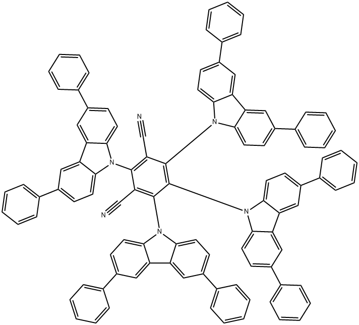 Estructura de 2,4,5,6-tetrakis (3,6-difenil-9H-carbazol-9-il) isoftalonitrilo CAS 1469705-37-0