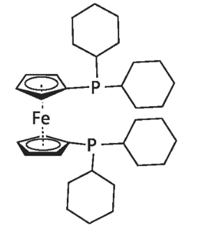 1,1'-雙(二環己基膦基)二茂鐵的結構式 CAS 146960-90-9