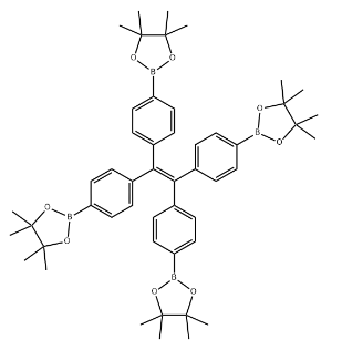 structure du 1,1,2,2-tétrakis(4-(4,4,5,5-tétraméthyl-1,3,2-dioxaborolan-2-yl)phényl)éthène CAS 1660996-72-4