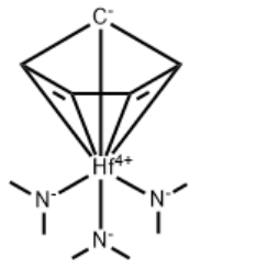 Struktura cyklopentadienylotris (dimetyloamino) hafnu CAS 941596-80-1