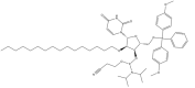 Estructura de DMTr-2'-O-C16-rU-3'-CE-fosforamidita CAS 2382942-83-6