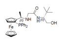 Structure of Ferrocene, 1-(diphenylphosphino)-2-[(1R)-1-[[2-[[(1R)-1-(hydroxymethyl)-2,2-dimethylpropyl]amino]-2-oxoethyl]amino]ethyl]-, (1R)- CAS 2922459-71-8