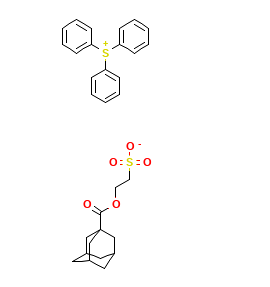 Structure of Sulfonium, triphenyl-, salt with 2-sulfoethyl tricyclo[3.3.1.13,7]decane-1-carboxylate (11) CAS 1228823-28-6
