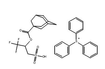 Structure Sulfonium, triphenyl-, salt with 2,2,2-trifluoro-1-(sulfomethyl)ethyl tricyclo[3.3.1.13,7]decane-1-carboxylate CAS 1638216-03-1
