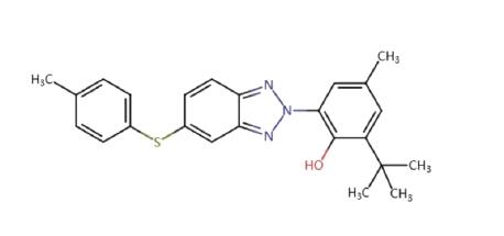 Structure of 2-(tert-Butyl)-4-methyl-6-(5-(p-tolylthio)-2H-benzo[d][1,2,3]triazol-2-yl)phenol CAS# 1877301-52-4