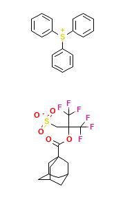 Structure of triphenylsulfonium 2-(adamantane-1-carbonyloxy)-3,3,3-trifluoro-2-trifluoromethylpropane-1-sulfonate CAS 1240248-58-1