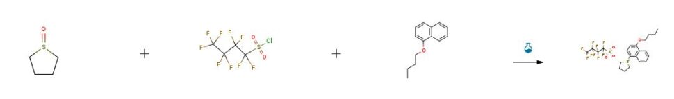 Route of Synthesis (ROS) of 1-(4-Butoxy-1-naphthalenyl)tetrahydro-thiophenium perfluorobutanesulfonate CAS# 209482-18-8